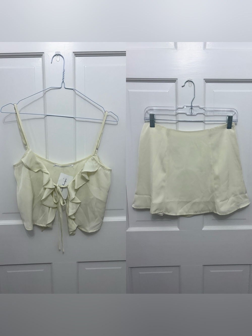 Hazel Boutique Cream Satin Skirt Set